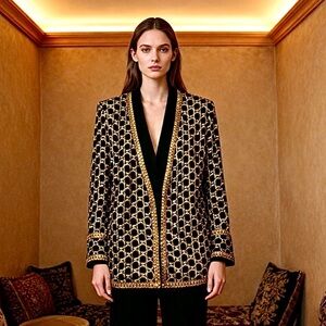 Nightline Della Fougali Pure Silk Embroidered Hand Beaded Vintage 90s Jacket